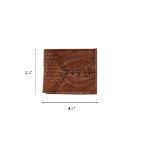 American West Mens Woven 4.5x3.5 Medium Brown Leather Rodeo Wallet