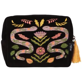 Amulet Snakes Black Velvet Embroidered Pouch