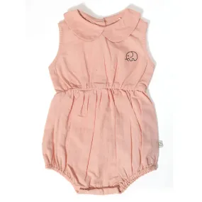 Baby Peter Pan Collared Romper - Coral Almond