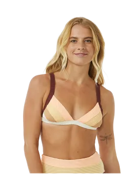 Block Party Spliced Fixed Tri Bikini Top in Bone