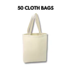 Cloth Bags, Cotton Bags, Reusable Grocery Shopping Bags, 12x18 Inches, Set of 50