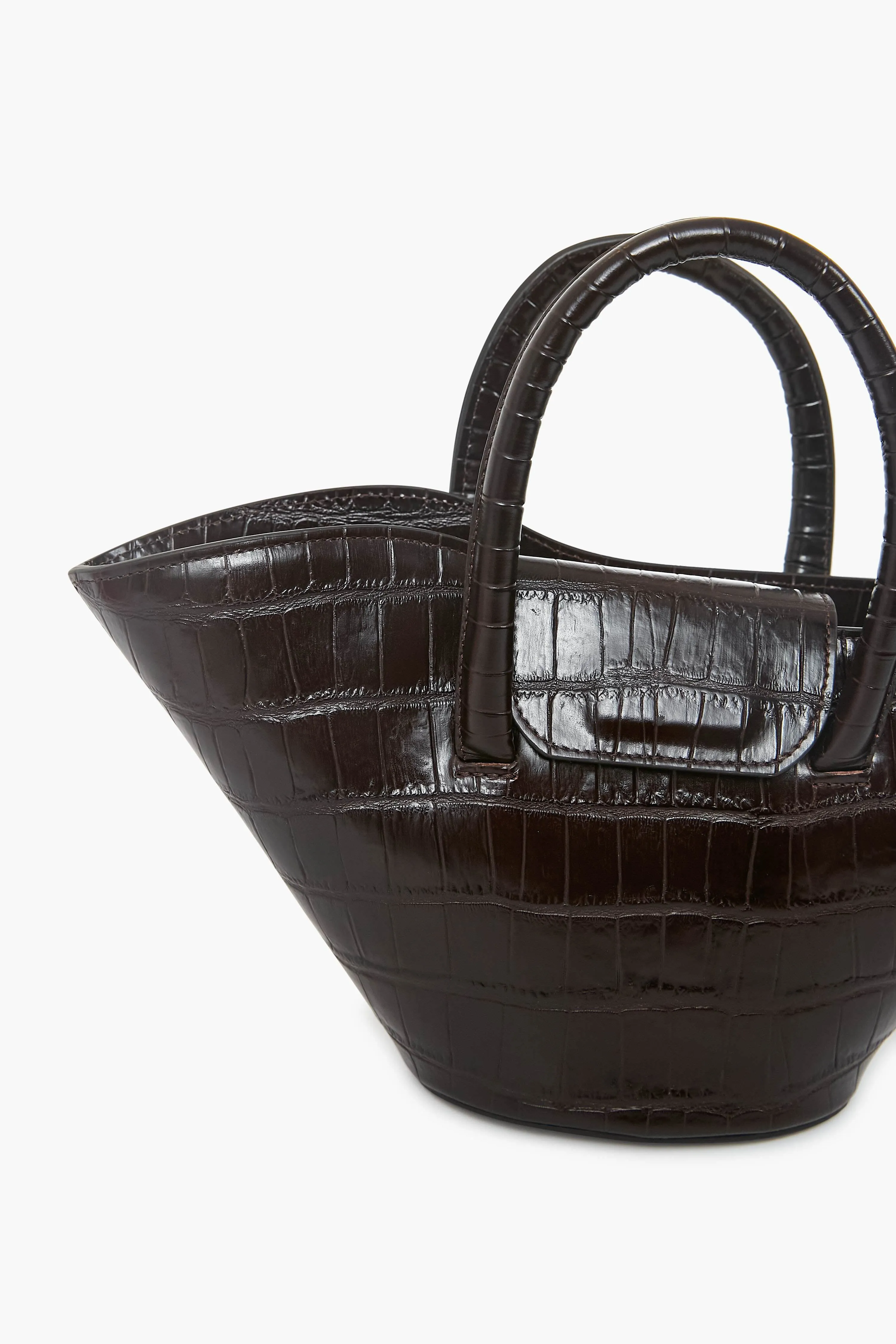 Dark Brown Open Tulip Micro Tote