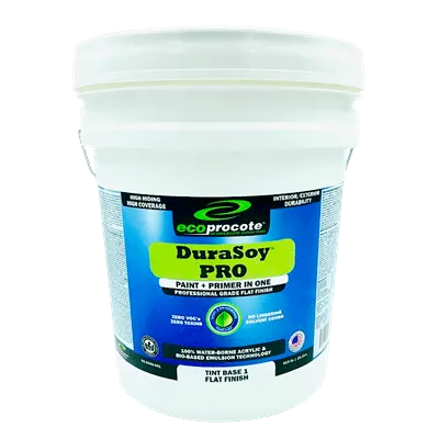 DuraSoy PRO Paint   Primer, Flat, Base 1, 5 Gal