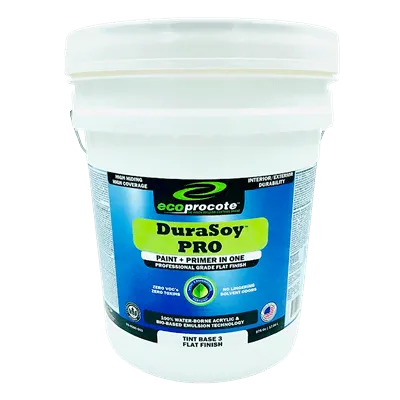 DuraSoy PRO Paint   Primer, Flat, Base 3, 5 Gal