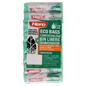 Hero Eco Bags Compostable Caddy Liners - 8 Rolls/Pack