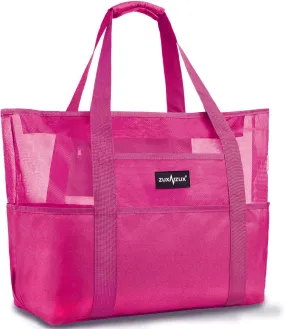 Large Mesh Beach Bag – Waterproof, Foldable Tote with Zipper