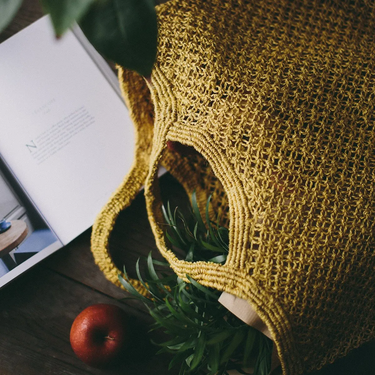 Ochre Jute Macrame Market Bag