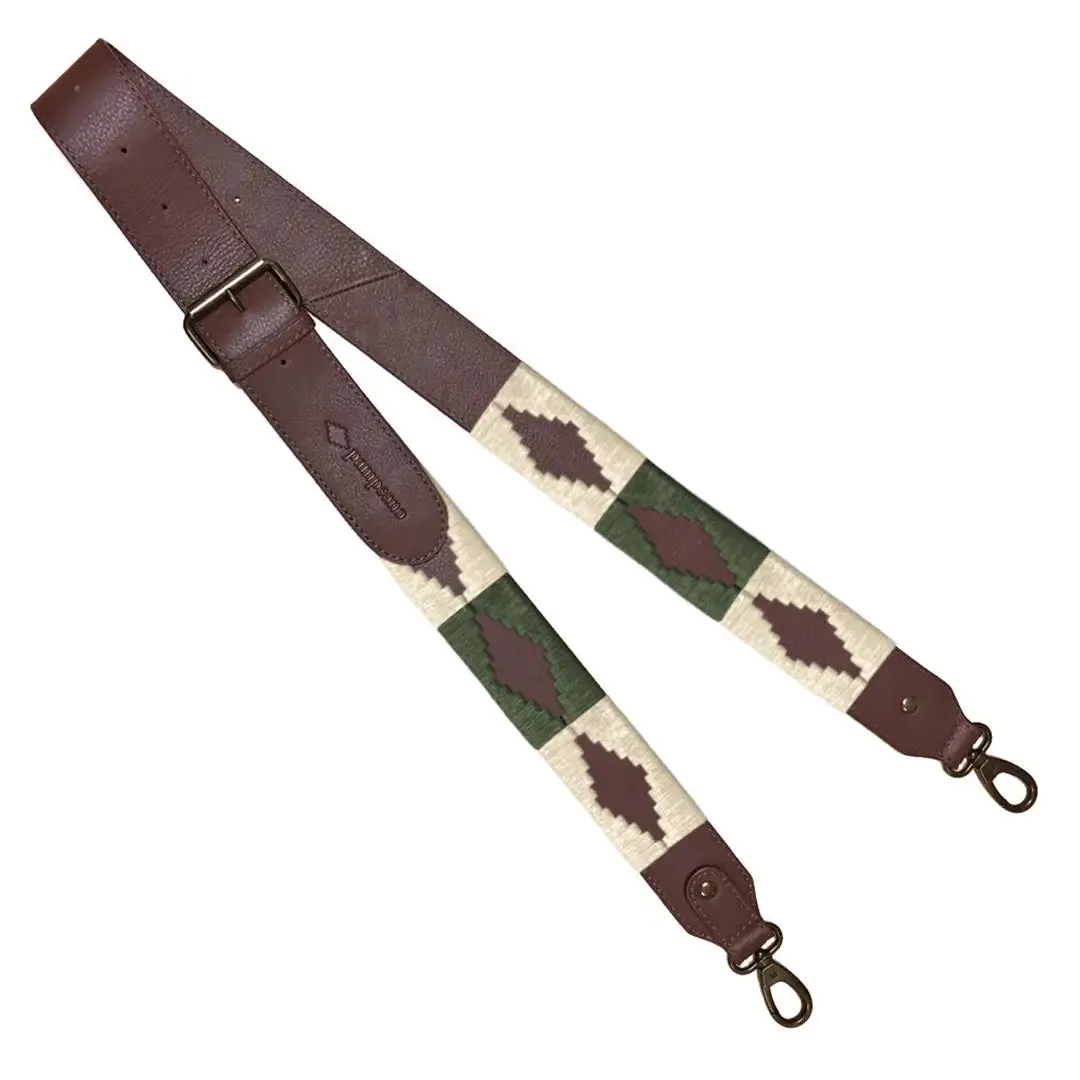 Standard Width Brown Leather Strap w/ Cream & Green Stitching by Pampeano